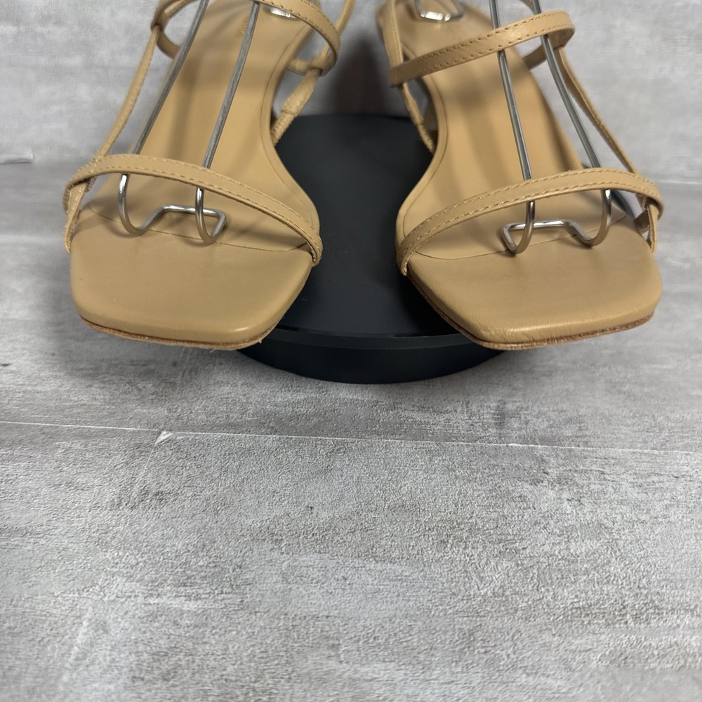 Reformation Sandals Womens Size 5 Tan Strappy Kitten Heel Square Toe Slingback - Picture 2 of 10